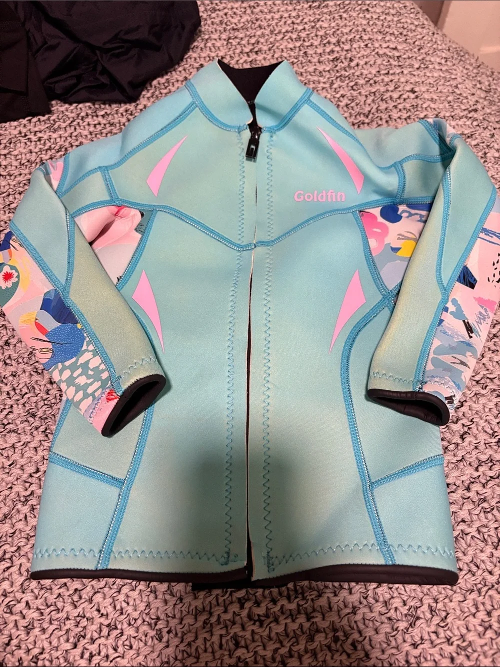 Goldfin Kids 2mm Neoprene Shorty Wetsuit Light Blue Pink Size 6 Swim Surf